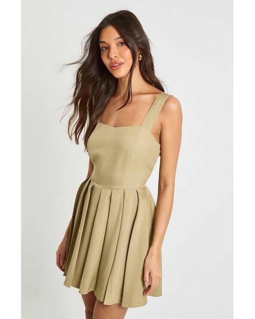 Boohoo Gray Pleated Full Skirt Mini Dress