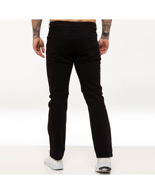 Kruze By Enzo Black Straight Leg Stretch Jeans for men