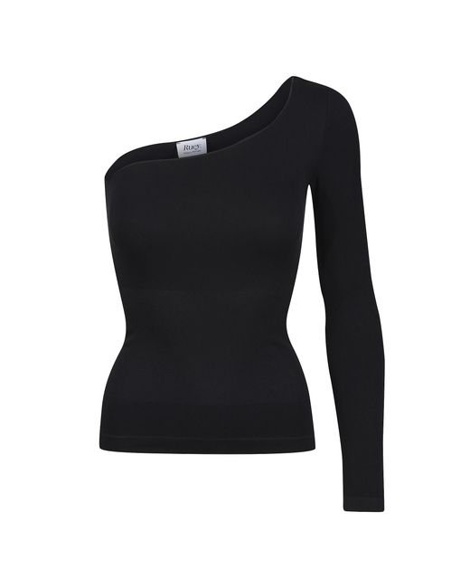 Ruey Black Ladies Essentials One Shoulder Top Sculpting Smoothing Stretch Fit