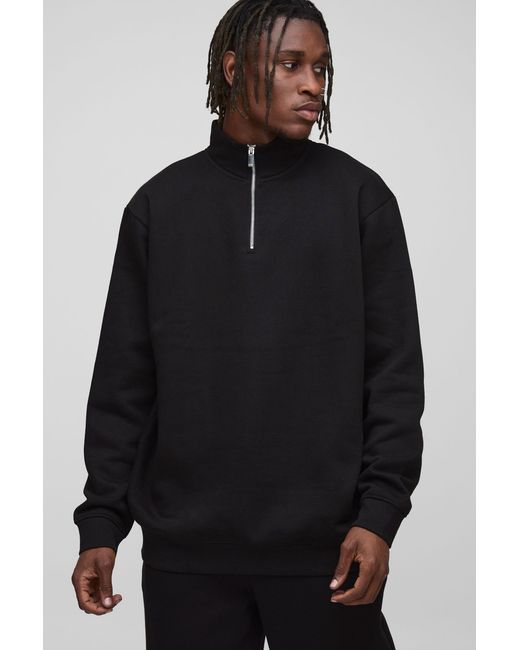 BoohooMAN Blue Tall Basic Oversized Quarter Zip Funnel Neck Sweatshirt for men