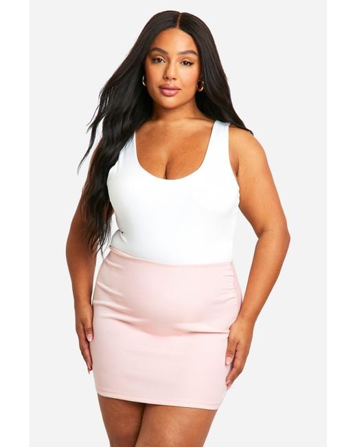 Boohoo White Plus Woven Micro Mini Skirt