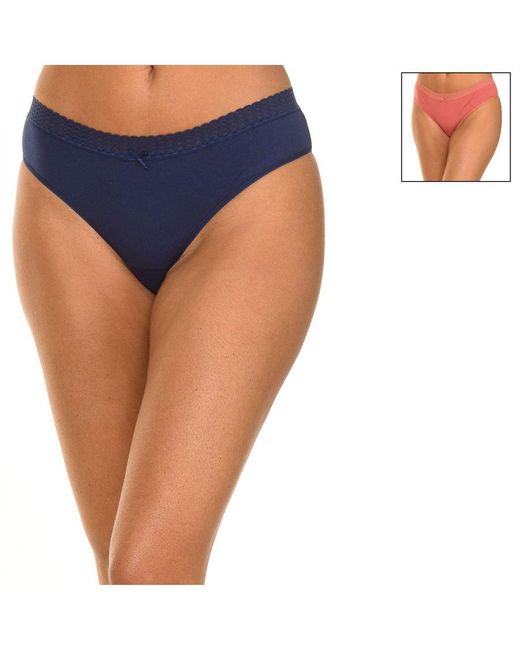 Dim Blue Pack-2 Hipster Panties With Matching Interior Lining D09Ak