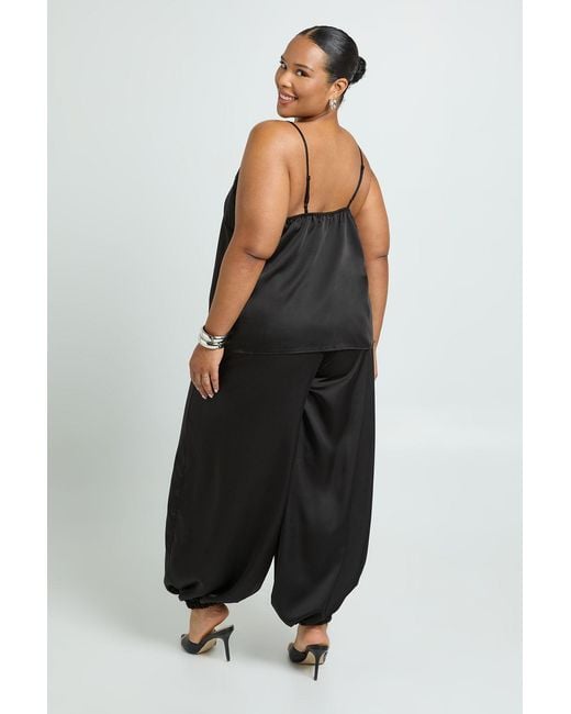 Boohoo Black Plus Lace Trim Cami Top