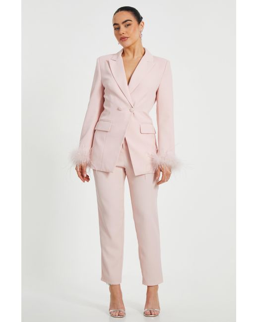 Quiz Pink Petite Light Tailored Trousers
