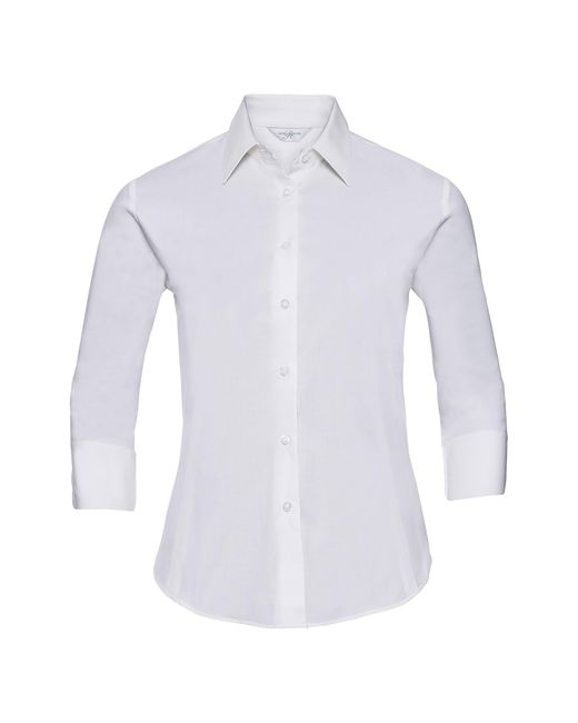 Russell Blue Collection /Ladies Easy-Care Fitted 3/4 Sleeve Shirt