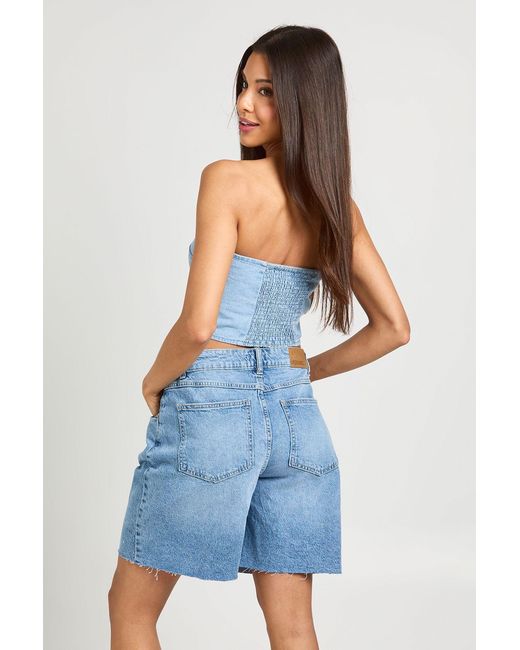 Boohoo Blue Chambray Bandeau Scarf Top