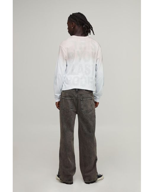 BoohooMAN Black Star Patchwork Relaxed Fit Jeans for men