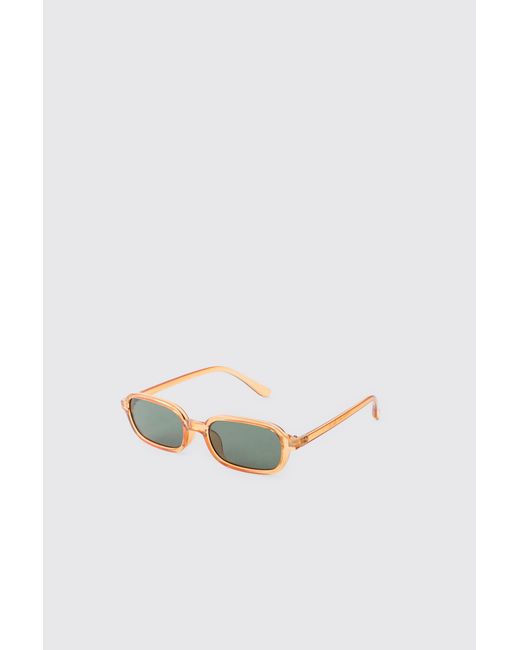 BoohooMAN White Plastic Rectangle Sunglasses for men
