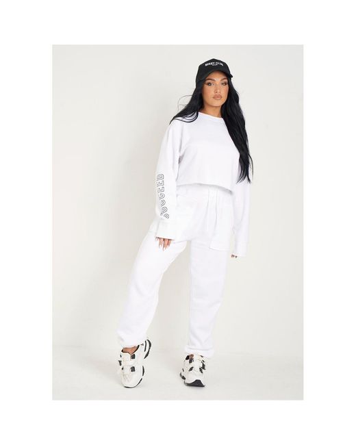 Missy Empire White Missy Empire Front Oversized Joggers