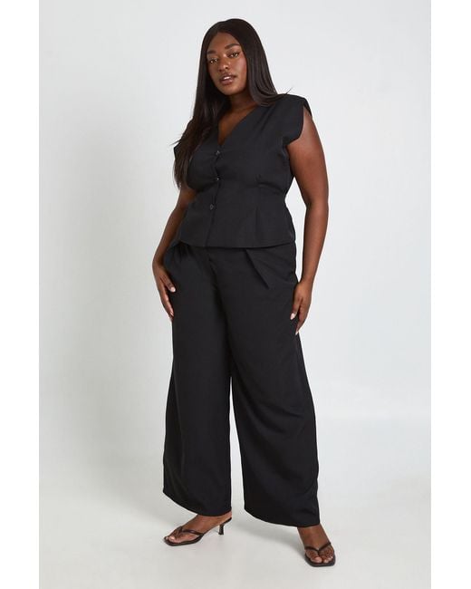 Boohoo Black Plus Extreme Pleat Front Wide Leg Trousers