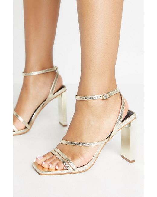 Boohoo Natural Textured Strappy Statement Block Heels