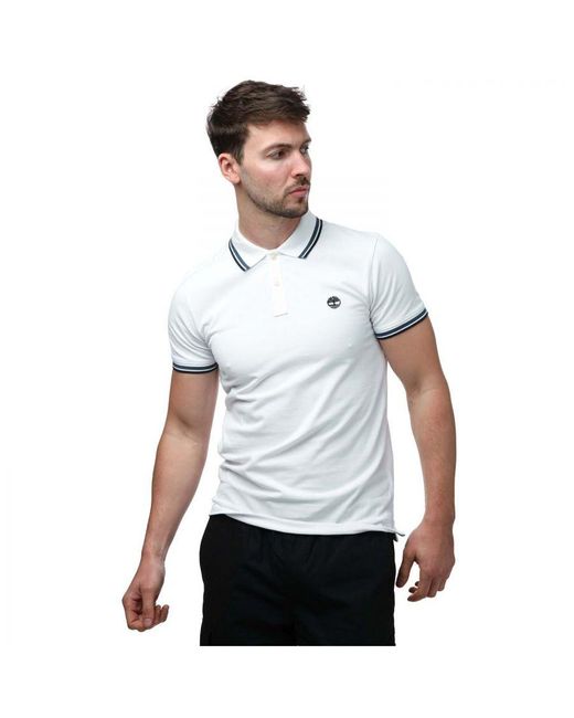 Timberland White Millers River Tipped Polo Shirt for men