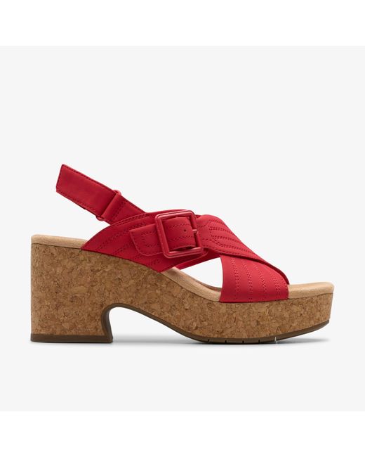 Clarks Red Nerisa West Cherry Nubuck Sandals