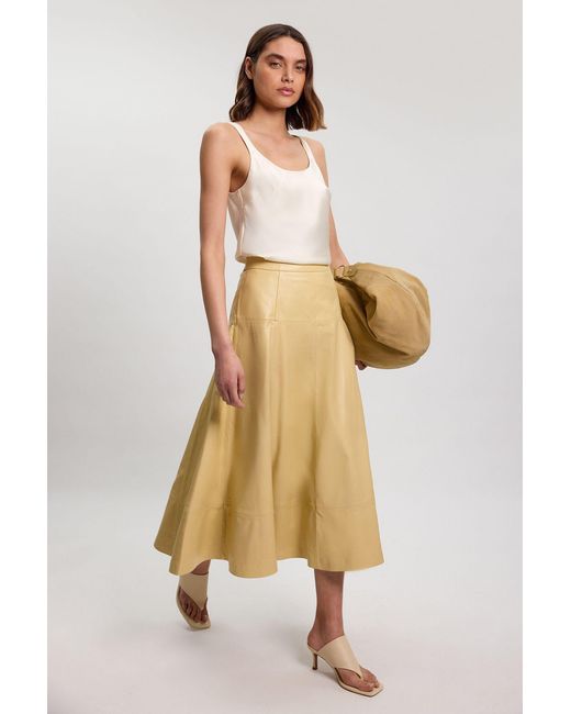 Karen Millen Natural Leather Full Skirt