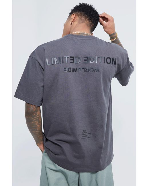 BoohooMAN Blue Oversized Raised Limited Text T-shirt for men