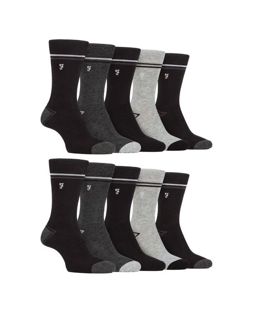 Farah Black 10 Pair Multi-Pack Bright Bamboo Socks for men