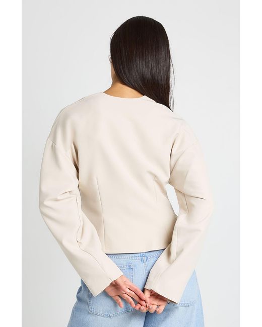 Boohoo White Button Long Sleeve Wrap Top