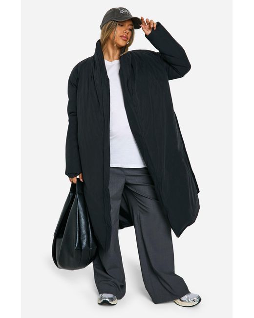 Boohoo Blue Maternity Belted Duvet Puffer Coat