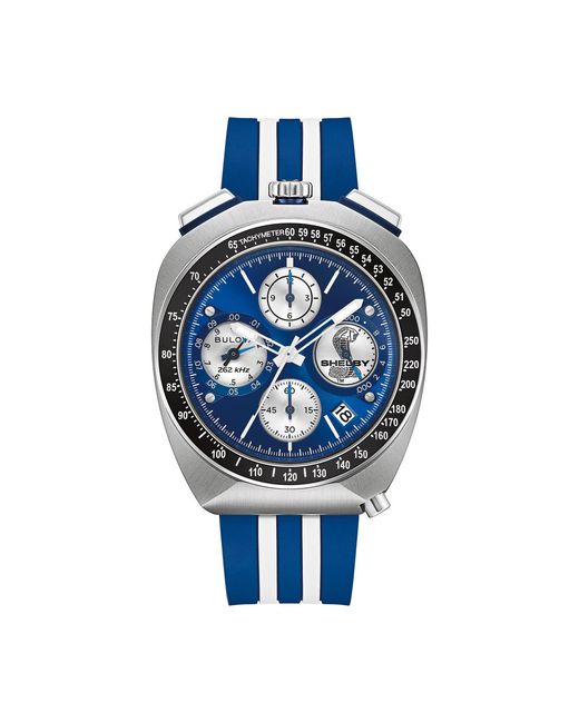Bulova Blue Shelby Racer Limited Edition Watch 98B452 Rubber for men
