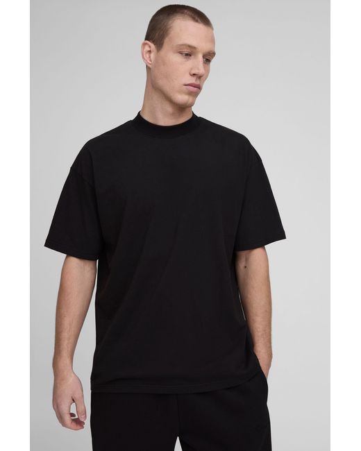 BoohooMAN Black Basic Oversized Extended Neck T-shirt for men