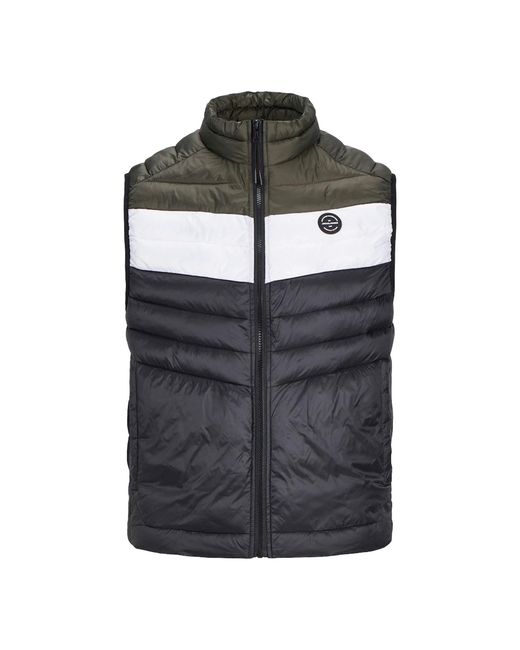 Jack & Jones Gray Sleeveless Zip-Up Gilet With High Neck for men
