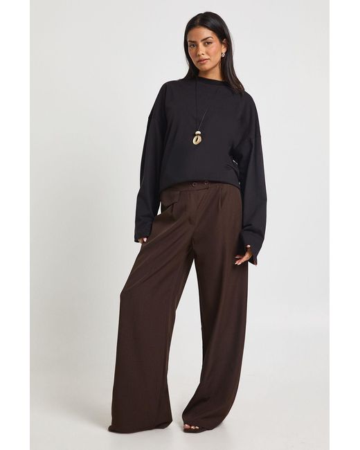 Boohoo Blue Woven Pocket Detail Wide Leg Trouser