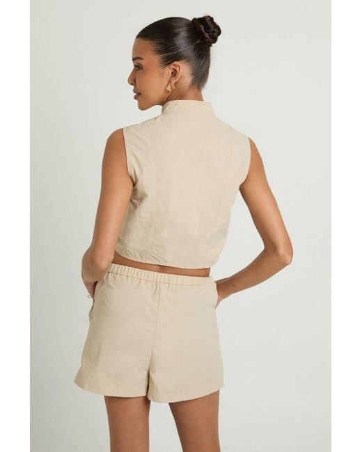 Boohoo Natural Nylon Cargo Skort