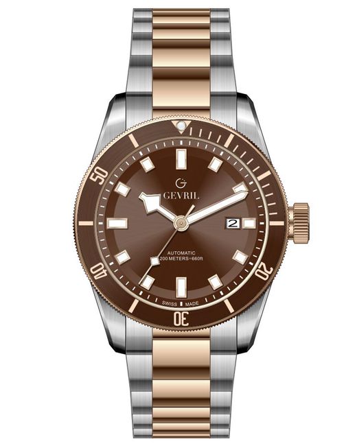 Gevril Metallic Yorkville Swiss Automatic Sellita Sw200 Dial Two Tone Watch for men