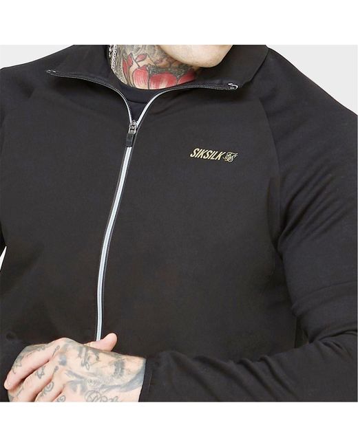 Siksilk Black Hooded Track Slim Fit Jacket for men