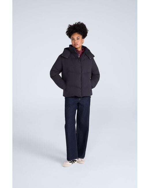 Mountain Warehouse White 'Tess' Cropped Down Jacket Warm Zip Up Ladies Hooded Puffer Winter Coat Fabric