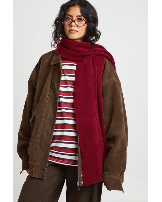 Boohoo Red Plain Knitted Scarf