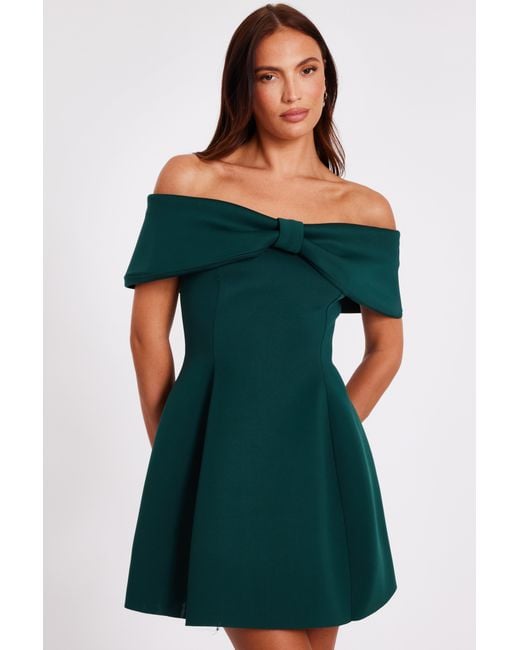 quiz bottle green bardot dress Bow Skater in Ball/Gala