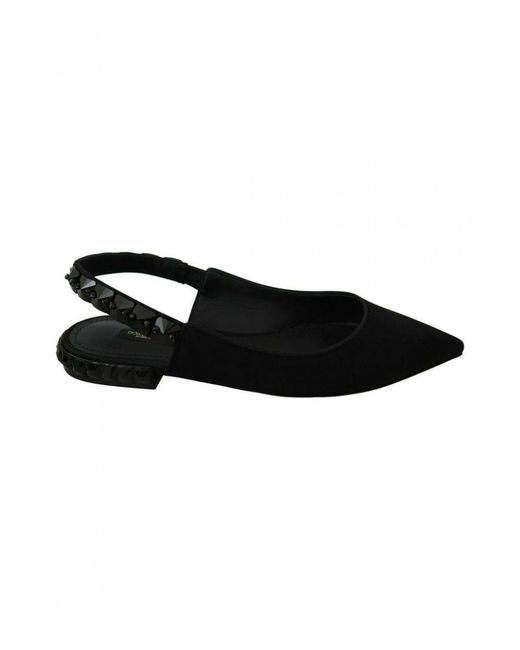 Dolce & Gabbana Black Flats Slingback Charmeuse Shoes Silk