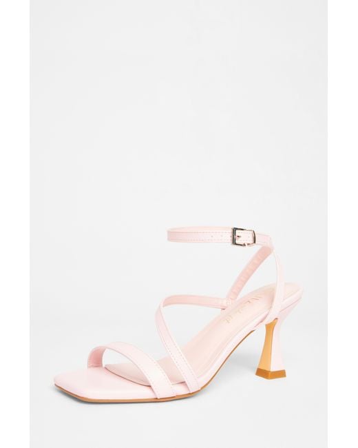 Quiz Pink Wide Fit Asymmetric Strap Heels