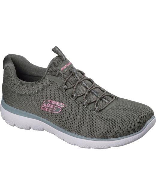 Skechers Gray Summits Summer Blush Textile Trainers