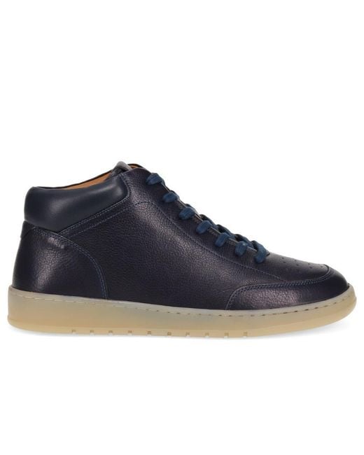 Jones Bootmaker Blue Stafford Leather Lace-Up Trainers for men