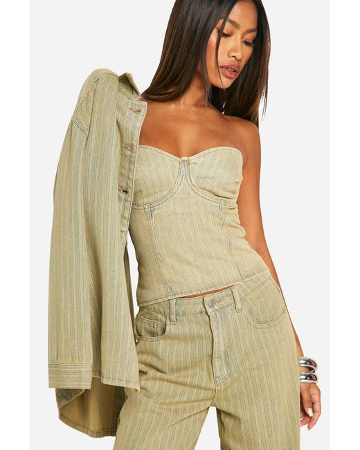 Boohoo Blue Tinted Wash Denim Corset