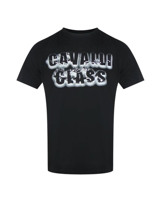 Roberto Cavalli Black Smoke Bold Logo T-Shirt Cotton for men