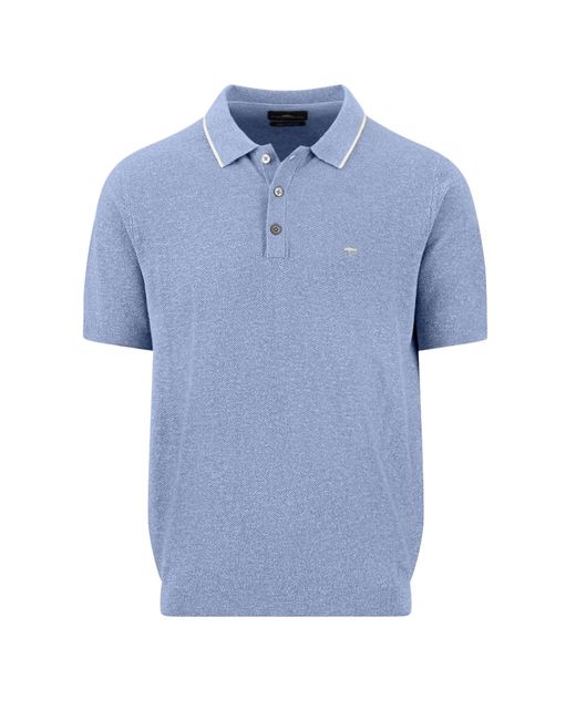 Fynch-Hatton Blue Knitted Polo Shirt New Breeze for men