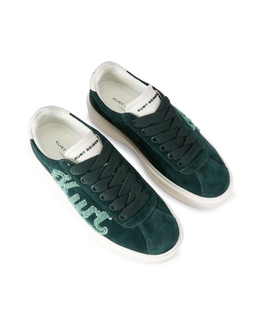 Kurt Geiger Green Suede Albion Retro Sneakers for men