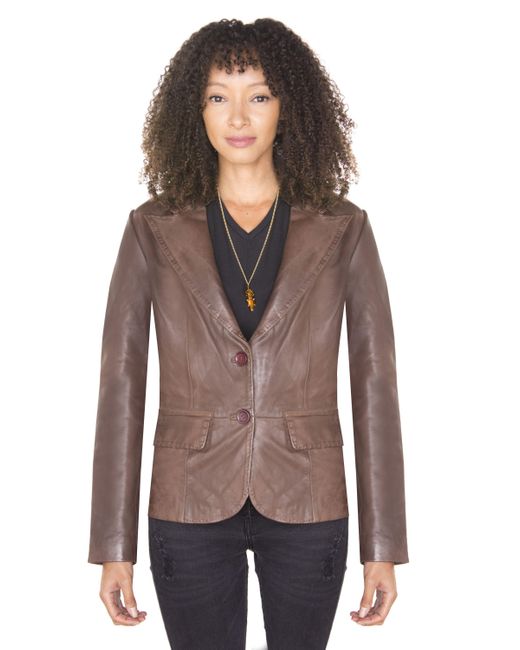 Infinity Leather Brown Blazer Jacket-Seregno