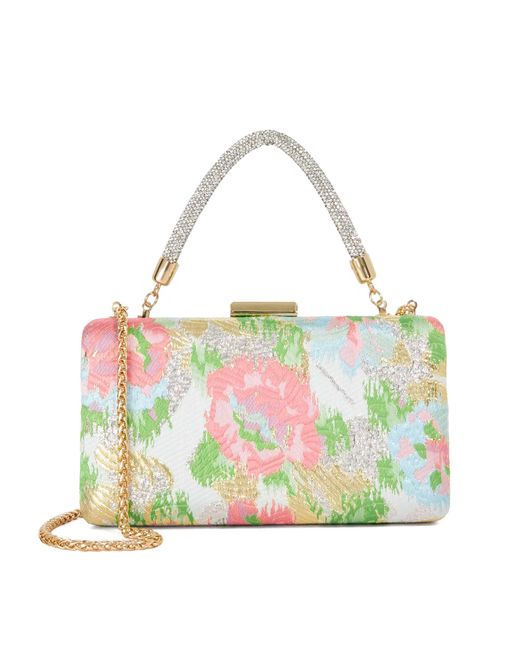 Dune Green Beaut Diamante Handle Evening Bag