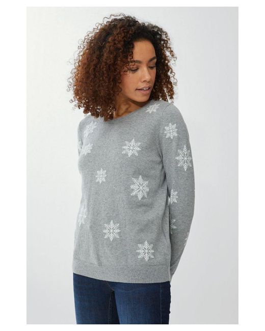 MAINE Gray Snowflake Cashmere Blend Jumper Cotton