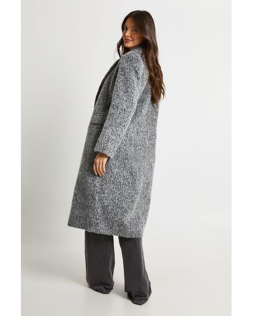 Boohoo Gray Premium Longline Wool Look Coat