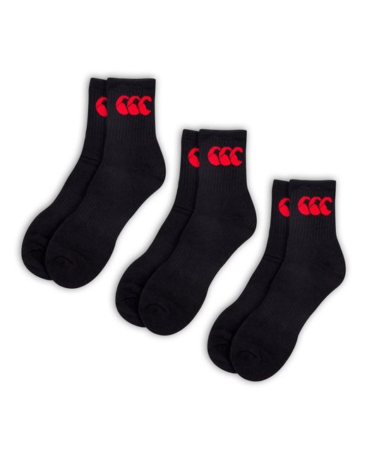 Canterbury Black Adult Crew Socks (Pack Of 3)