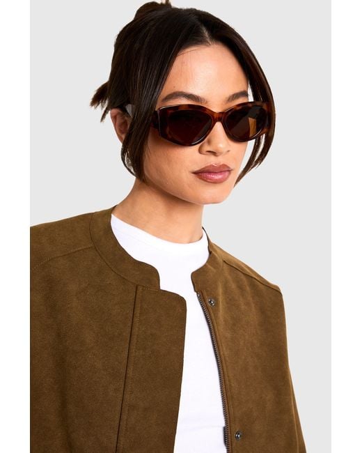 Boohoo Brown Tortoiseshell Rectangular Sunglasses