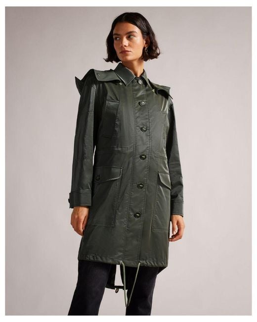 Ted Baker Green Sunniah Oversized Parka With Military Features