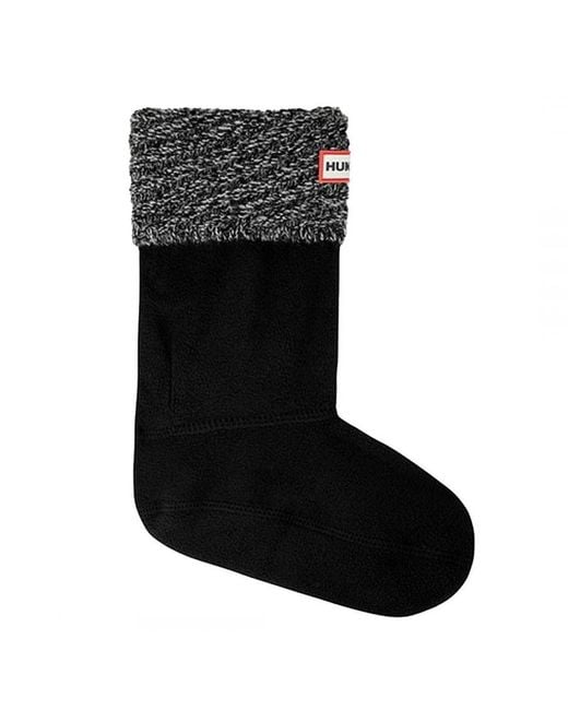 Hunter Original Plaited Directional Rib Short Black Boot Socks for men