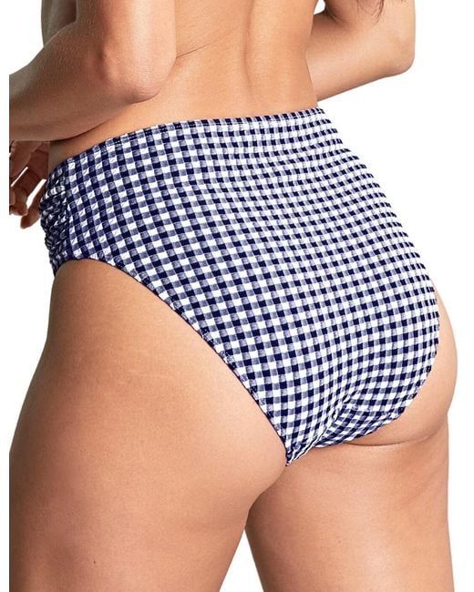 Panache Blue Gingham Midi Bikini Brief