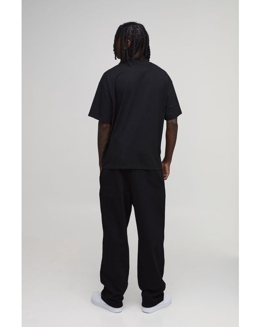 BoohooMAN Black Essential Baggy Script Jogger for men